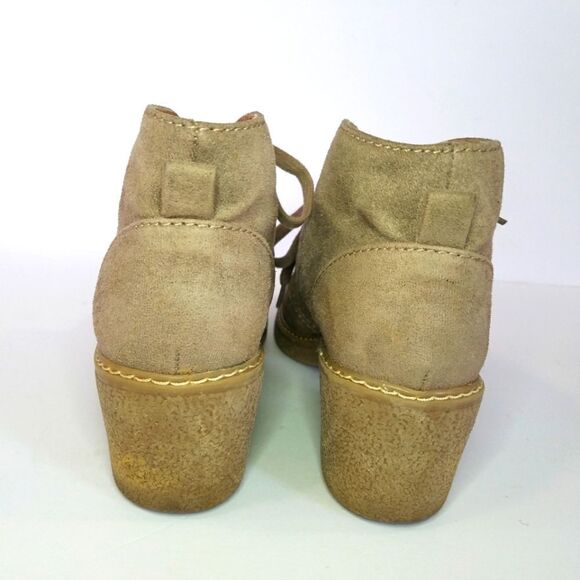Merona Suede Lace Up Rubber Chunky Heel Ankle Boots Booties 8 - Picture 3 of 12